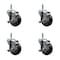 Service Caster 3.5'' Black Poly Swivel 7/16'' Grip Ring Stem Caster Set with Brake, 4PK SCC-GR20S3514-PPUB-BLK-TLB-716138-4 - alternate 1